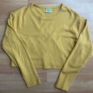 Sunday Best Waffle Yellow Cropped Long Sleeve